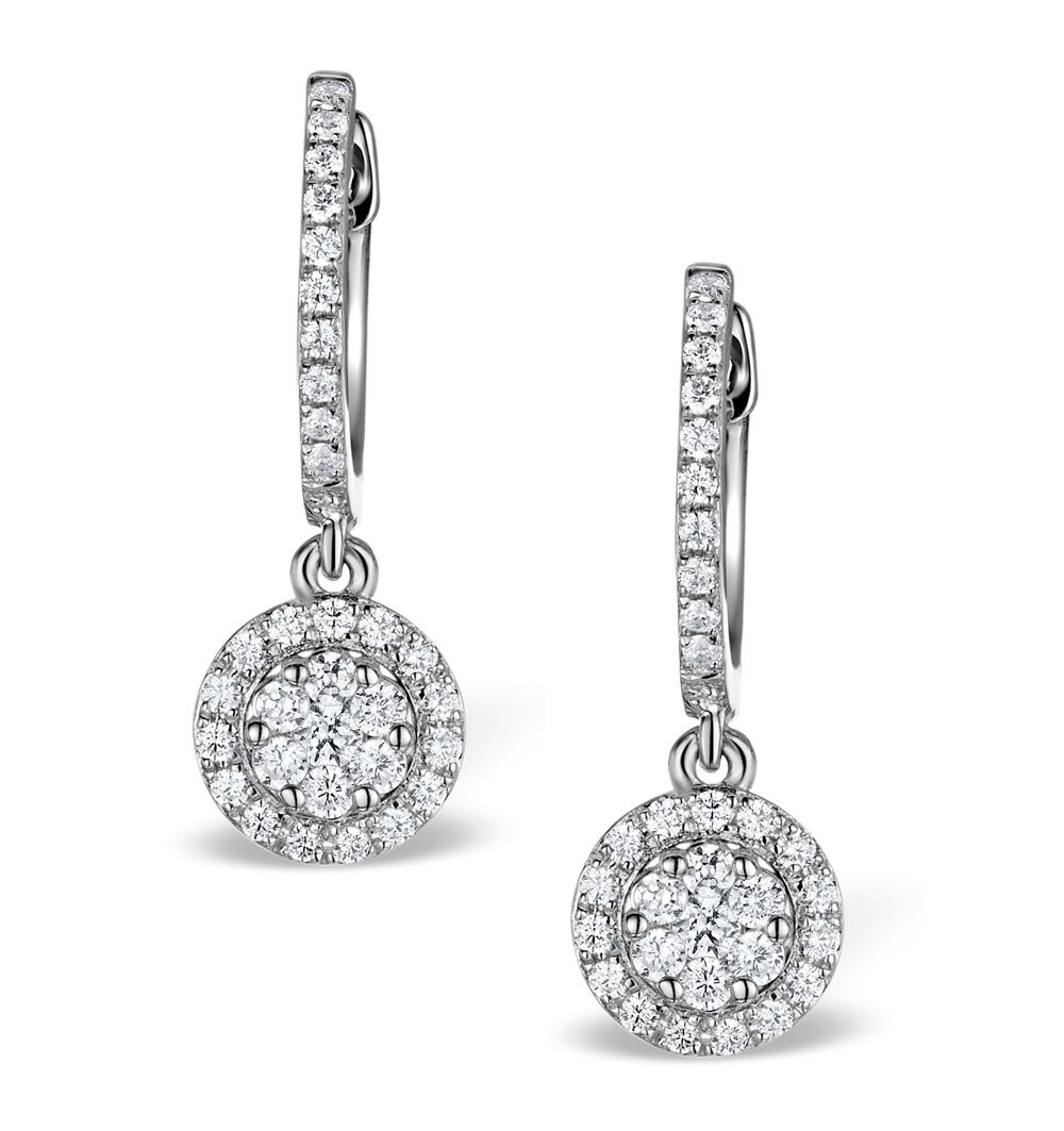 Halo Diamond Drop Earrings - Florence - 0.46ct - in 18K White Gold